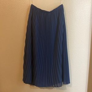 Chiffon Pleated Midi Skirt Vintage Blue